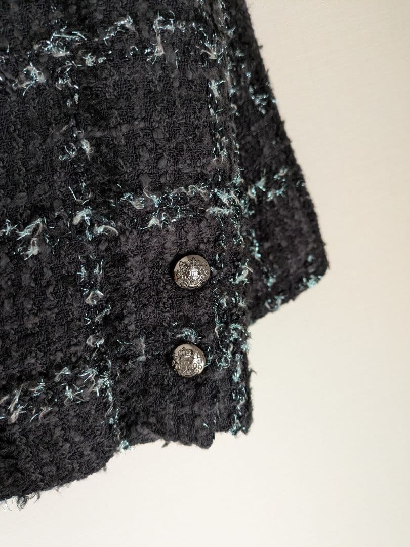 美品 theory luxe 23AW ツイードラメ ノーカラージャケット 38